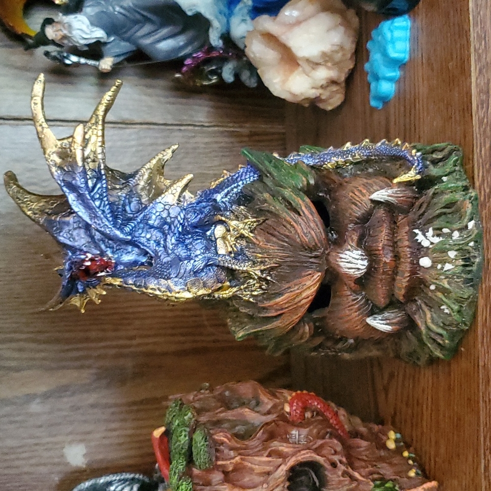 Skull and blue dragon